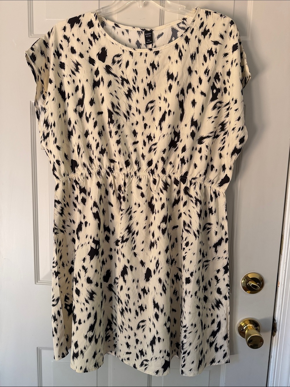 Cream Mini Dress with Black Spot Print 3XL